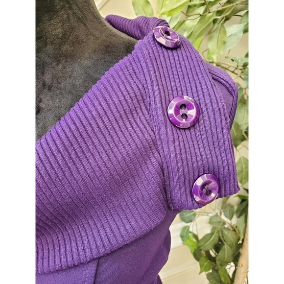 Spense Women's Purple Solid Polyester Cowl Neck Sleeveless Knee Length Dress 14 - Picture 5 of 12